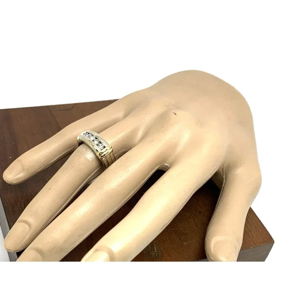 Wedding Band Two Tone 14k Gold Diamond 0.50ctw Ring Estate Jewelry Size 9.25